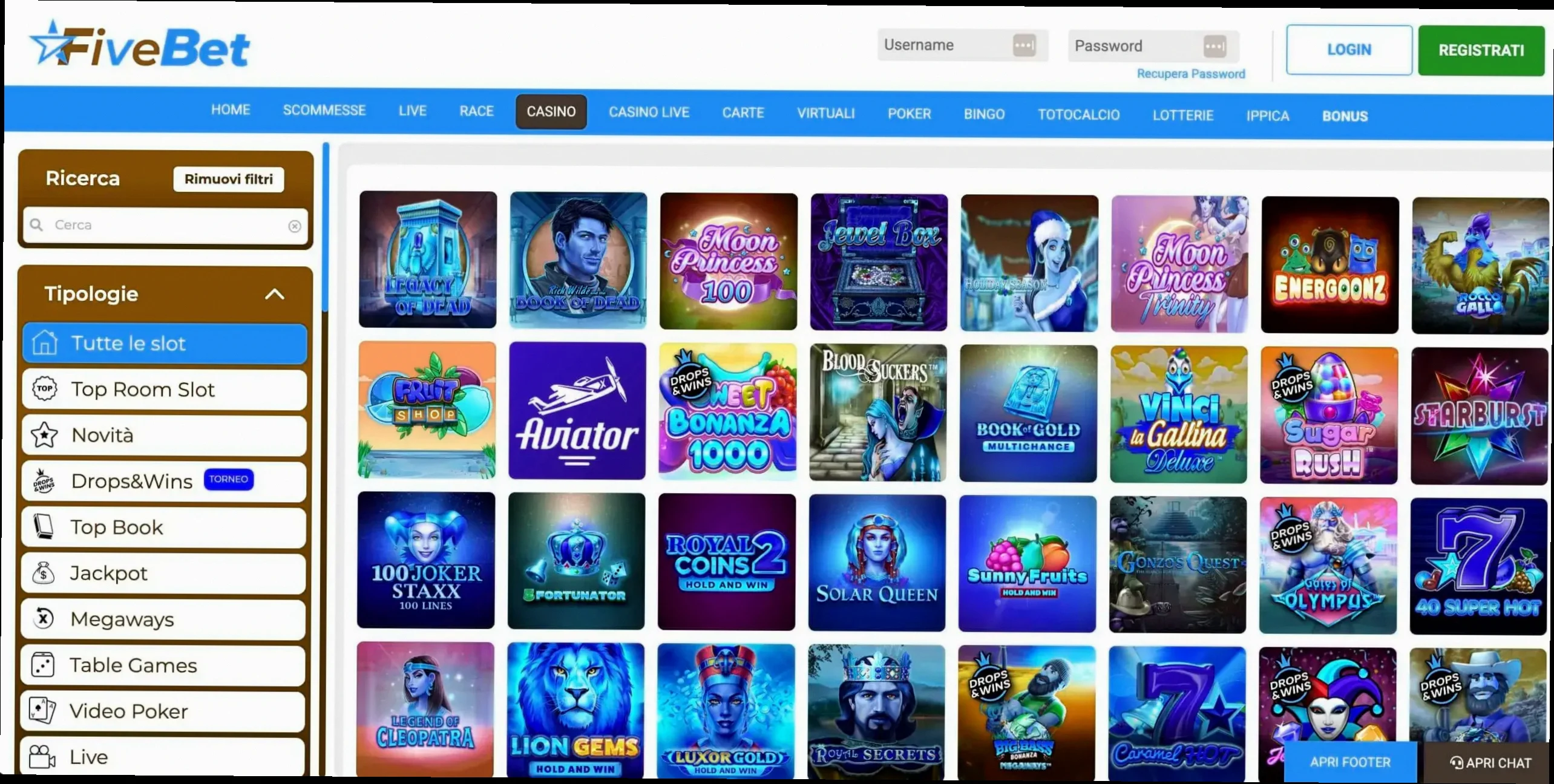 Fivebet casino bonus benvenuto fino a €500 e 100 giri gratuiti